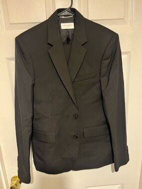 Saint Laurent Black Men's Single-Breasted Gaberdine Blazer with trouser